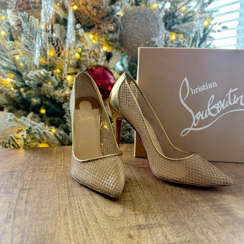 Christian Louboutin Gold Mesh Pumps | Red Sole Heels | Size 39